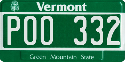 VT license plate POO332