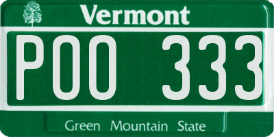 VT license plate POO333
