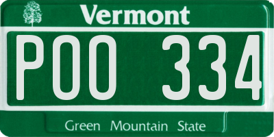 VT license plate POO334