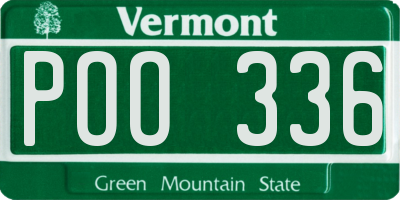 VT license plate POO336