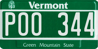 VT license plate POO344