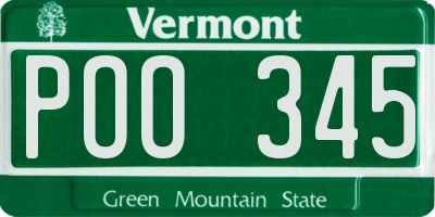 VT license plate POO345