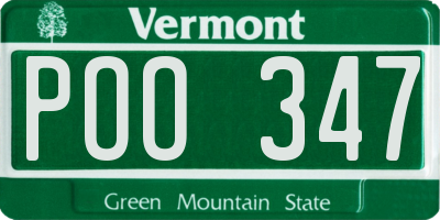 VT license plate POO347