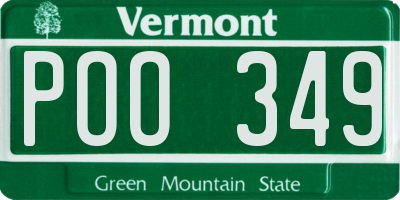 VT license plate POO349