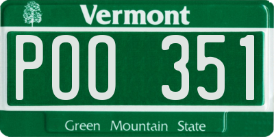 VT license plate POO351