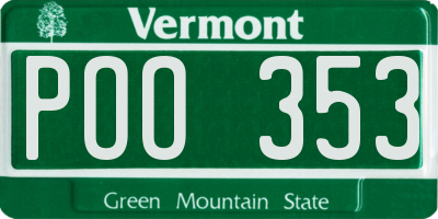 VT license plate POO353