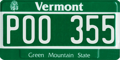VT license plate POO355