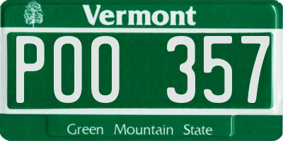 VT license plate POO357