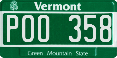 VT license plate POO358
