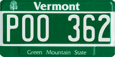 VT license plate POO362