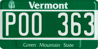 VT license plate POO363