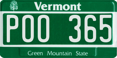 VT license plate POO365