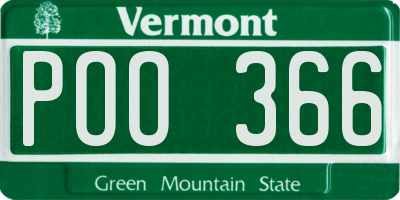 VT license plate POO366