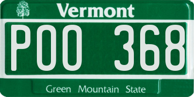 VT license plate POO368