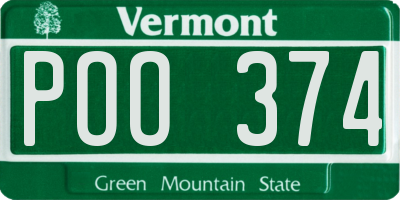 VT license plate POO374