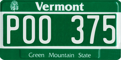 VT license plate POO375