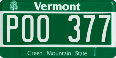 VT license plate POO377