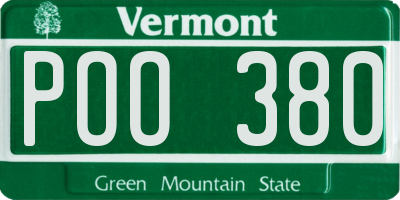 VT license plate POO380
