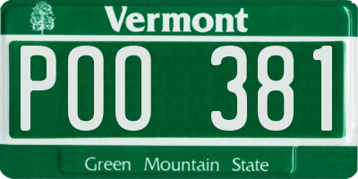 VT license plate POO381