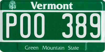 VT license plate POO389