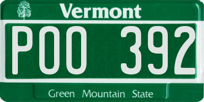 VT license plate POO392