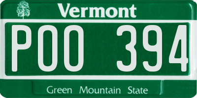 VT license plate POO394