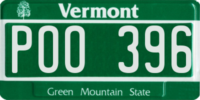 VT license plate POO396