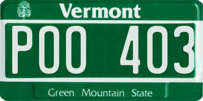 VT license plate POO403