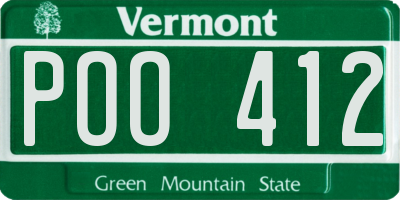 VT license plate POO412