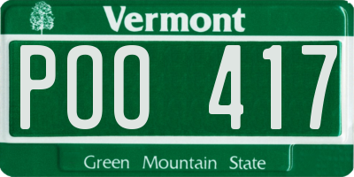 VT license plate POO417