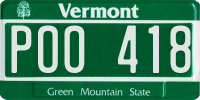 VT license plate POO418