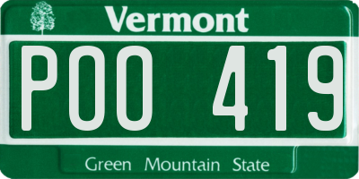 VT license plate POO419
