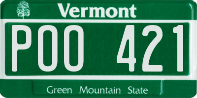 VT license plate POO421