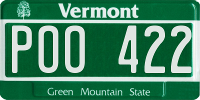 VT license plate POO422