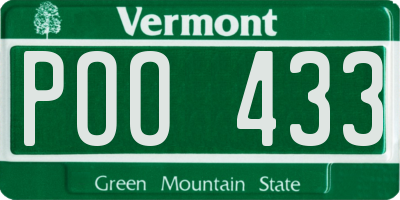 VT license plate POO433