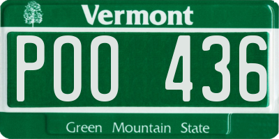 VT license plate POO436