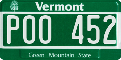 VT license plate POO452