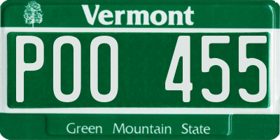 VT license plate POO455