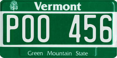 VT license plate POO456