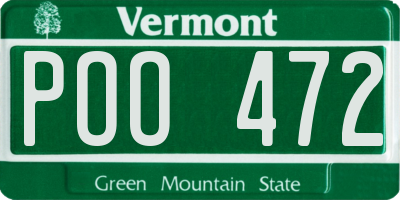 VT license plate POO472