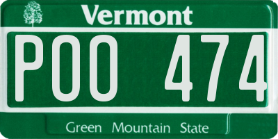 VT license plate POO474
