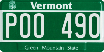 VT license plate POO490