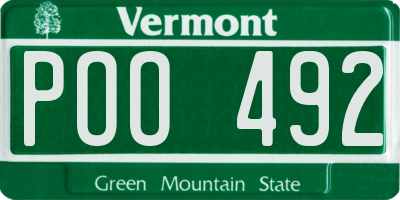 VT license plate POO492