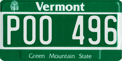 VT license plate POO496