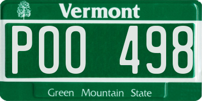 VT license plate POO498