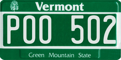 VT license plate POO502