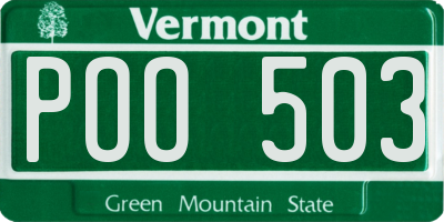 VT license plate POO503