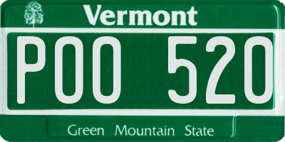 VT license plate POO520