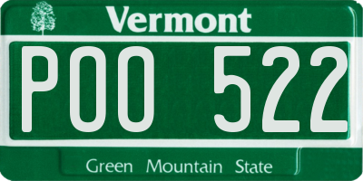 VT license plate POO522