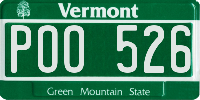 VT license plate POO526
